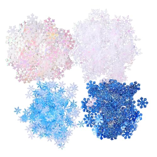 LOORGVEL 700 Stück Schneeflocken Und Konfetti Weihnachtsbasteln Glitzer Schneeflocken Weihnachtsparty Konfetti Dekorationen Für Bäume von LOORGVEL
