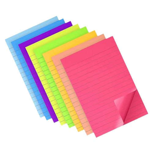 LOORGVEL 8 Stück Teiliges Kleine Linierte Haftnotizen Selbstklebende Memo Pads in Leuchtenden Farben Tragbar und Platzsparend Wiederablösbar ohne Rückstände für Büro Schule und Zuhause von LOORGVEL