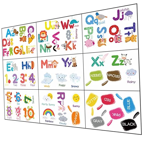 LOORGVEL 9 Blätter Fröhliche Teiliges Wandsticker Alphabet Zahlen Wetter Selbstklebend Bunte Lernposter für Kinderzimmer und Klassenzimmer Frühe Bildung und Dekoration LOORGVEL 9 Blätter Fröhliche Teiliges Wandsticker Alphabet Zahlen Wetter Selbstklebend Bunte Lernposter für Kinderzimmer und Klassenzimmer Frühe Bildung und Dekoration von LOORGVEL