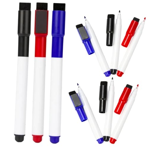LOORGVEL 9 Stück Teiliges Magnetische Whiteboard Marker Trocken Abwischbar Langlebig Ergonomisch für Schule Büro und Zuhause Portable Whiteboard Stifte mit Feiner Spitze von LOORGVEL