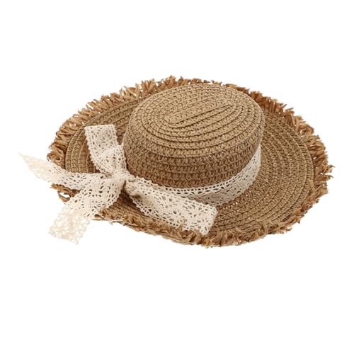 LOORGVEL Bowknot Strohhut Puppendekoration Khaki Bast hut Ornament Langlebiges Puppen hut Accessoire für Sommermütze und Doll Clothes Zubehör von LOORGVEL