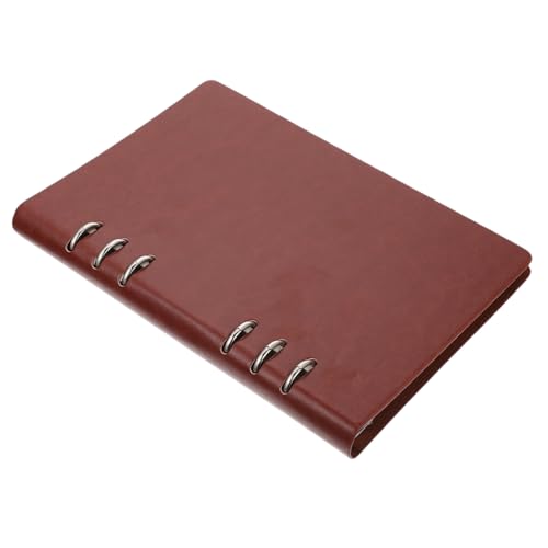 LOORGVEL Business Notizbuch PU Leder Nachfüllbares Ringbuch Loose Leaf Notizheft Kariert Journal für Männer Büro Schreibblock Langlebig Braun von LOORGVEL