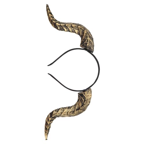 LOORGVEL Detachable Halloween Teufelshorn Stirnband Vintage Steampunk Stil Vielseitiges Gothic Dämon Kostüm Zubehör für Karneval Cosplay und Themenpartys in Gold von LOORGVEL