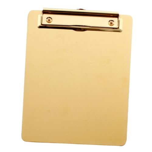LOORGVEL Edelstahl Klemmbrett Gold mit Clip Robustes Schreibbrett für Büro Schule Lehrer Glatte Oberfläche Langlebig Geeignet für Papier Praktischer Papierhalter und Memo board von LOORGVEL