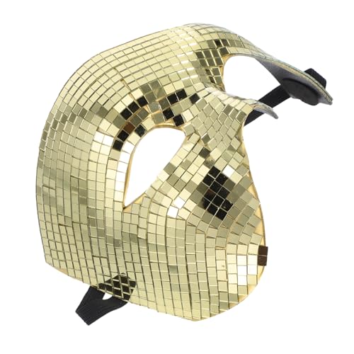 LOORGVEL Glänzende Disco Halbgesichtsmaske Gold Spiegelnde Atmungsaktive Party Masquerade für Damen Herren Komfortabel Robust Vielseitig für Halloween Karneval Tanz Events von LOORGVEL