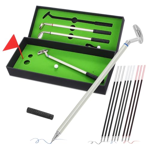 LOORGVEL Golf Kugelschreiber Mini Golfclubs mit Nachfüllminen Originelles für Golfer Männer Dekorative Schreibtischaccessoires Schreibstifte mit Glattem Schreibfluss Lustiges Mini Golfspiel von LOORGVEL