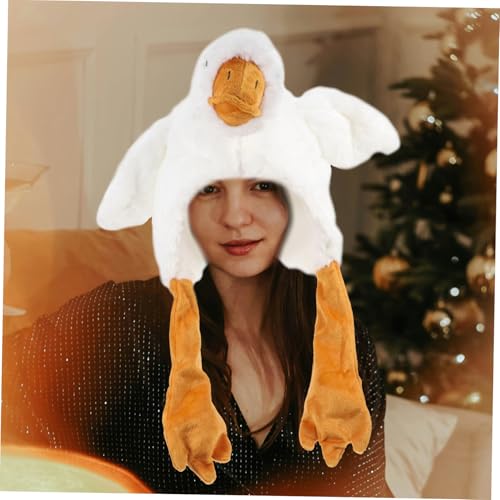 LOORGVEL Großer Plüsch Gänse kopfschmuck Kuscheliges Tierkostüm für Mädchen Jungen Fotoshooting Bühnenauftritte Partyaccessoire von LOORGVEL