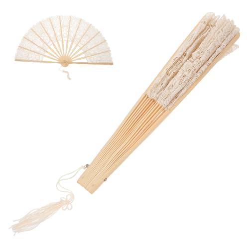 LOORGVEL Handfächer Handgefertigt aus Besticktem mit Spitzenbesatz Leichter Eleganter Handfächer für Tanz Party Hochzeit und Sommergebrauch Vintage Cremeweiß LOORGVEL Handfächer Handgefertigt aus Besticktem mit Spitzenbesatz Leichter Eleganter Handfächer für Tanz Party Hochzeit und Sommergebrauch Vintage Cremeweiß von LOORGVEL