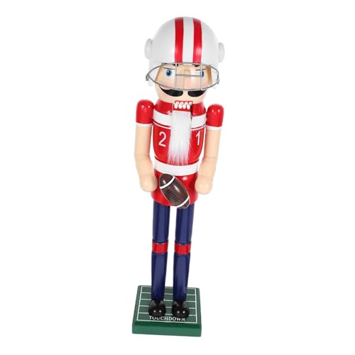 LOORGVEL Holz Figur Sport Stil Rugby Tischdekoration Weihnachtsdeko Holzkunstwerk Beweglicher Mund Stabile Handarbeit Lebendige Holzfigur für Raumgestaltung von LOORGVEL