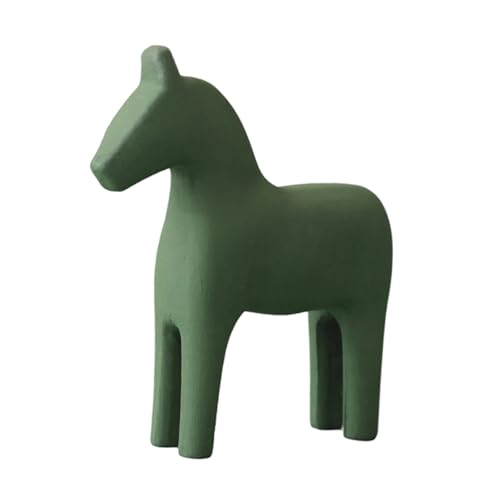 LOORGVEL Holzfigur Pferd Deko Kleines Grünes Holzpferd Handgefertigt Glatte Oberfläche Stabiles Holz Ornament für Wohnzimmer Büro Geschenk zum Geburtstag von LOORGVEL
