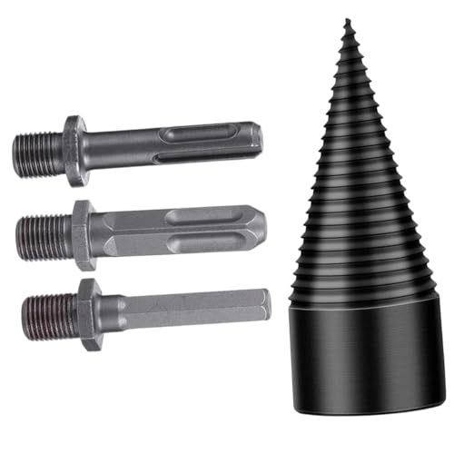 LOORGVEL Holzspalter Bohrer Teilig mit Spitzem Kopf Verschleißfest Adapter für Akkuschrauber und Bohrhammer Rutschfestes Design zum Spalten von Eiche Hickory Walnuss und Platane von LOORGVEL