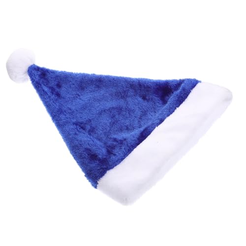 LOORGVEL Kurzplüsch Weihnachtsmütze Unisex Santa Hat Warmes Party Kostümzubehör für Weihnachten Halloween Cosplay Festliche Feiern und Bühnenauftritte Klassisch Blau von LOORGVEL