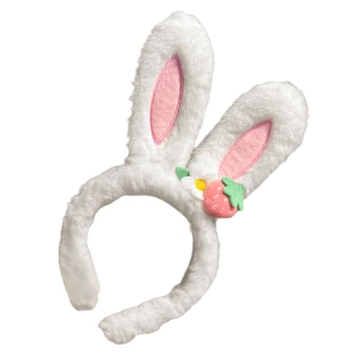 LOORGVEL Kuscheliges Hasenohren Stirnband Weiß Plüsch Cartoon Bunny Ohr Haarreif Cosplay Party Zubehör für Geburtstagsfeiern und Kostümfestlichkeiten von LOORGVEL