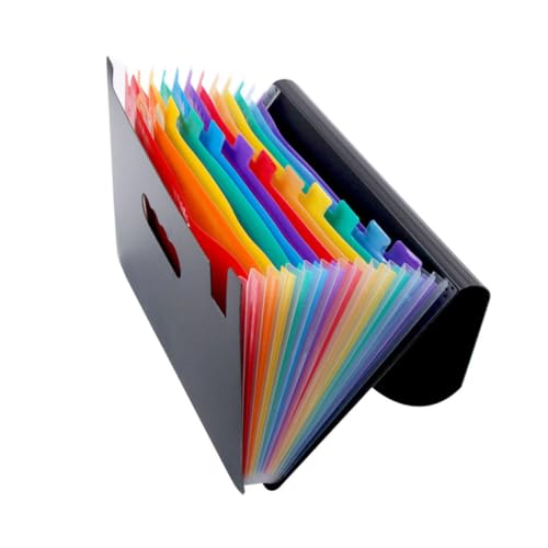 LOORGVEL Lagige Fächermappe aus Robustem Kunststoff Tragbarer Dokumentenordner für Schule Büro Multifunktionale Leichte Ordnungsmappe mit Regenbogenfarben für Wichtige Dokumente und von LOORGVEL
