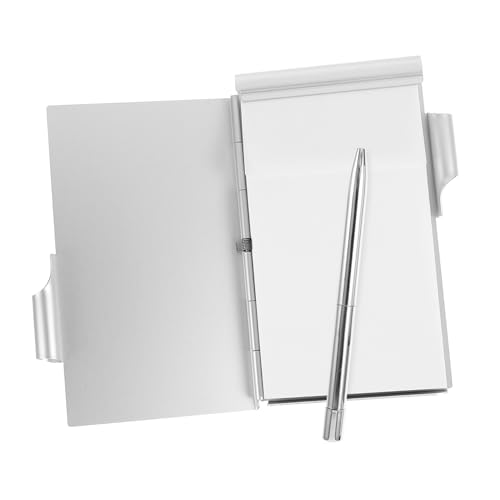 LOORGVEL Metall Notizblock mit Stift Mini Notizheft Aluminium Kartenhalter Praktisch Tragbar für Büro Schule Zuhause To Do Listen Tagebuch Geeignet von LOORGVEL