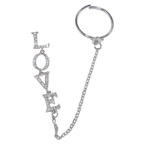 LOORGVEL Nail Charms Decor Nagelkunst Kette mit Ring Silberne Love Kette mit Zirkonia Nail Art Zubehör für Natürliche und Künstliche Nägel Maniküre Schmuck für Damen LOORGVEL Nail Charms Decor Nagelkunst Kette mit Ring Silberne Love Kette mit Zirkonia Nail Art Zubehör für Natürliche und Künstliche Nägel Maniküre Schmuck für Damen von LOORGVEL