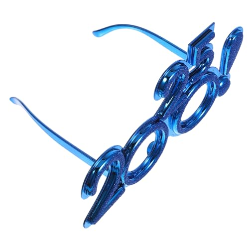 LOORGVEL Partybrille aus robustem PC Material lustige Silvesterbrille mit blauem Glitzerschimmer leichtes Foto Requisit für Neujahrsfeiern Dekoration und Festival Accessoire von LOORGVEL
