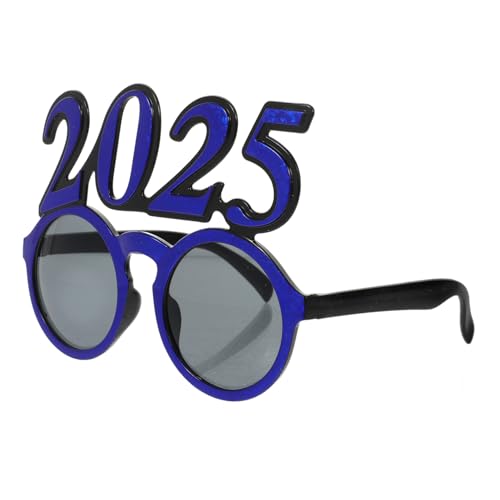 LOORGVEL Runde Partybrille mit Zahlendesign für Silvester und Abschlussfeier Lustige Dekobrille für Erwachsene Auffällige Foto Requisite Blau Holografisch für Neujahrs und Festpartys von LOORGVEL