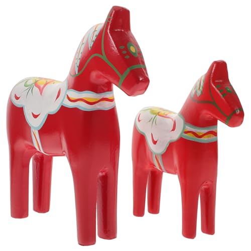 LOORGVEL Schwedisches Dalapferd Holzornament Handbemalt Rotes Holzpferd Deko für Kinderzimmer und Fotorequisiten Robustes Leichtes Holz Glatte Oberfläche Kreative Tischdekoration von LOORGVEL
