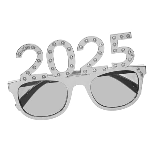 LOORGVEL Silvester Brille mit Glitzernden Strasssteinen Leichte Rechteckige Partybrille als Foto Requisite für Neujahrsfeier und Festliche Anlässe Komfortabel und Kompakt von LOORGVEL