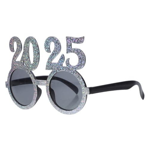LOORGVEL Silvester Partybrille Design Silber Leicht Komfortabel Lustige Neujahrs Foto Requisite für Abschlussfeier und Festtagsstimmung von LOORGVEL