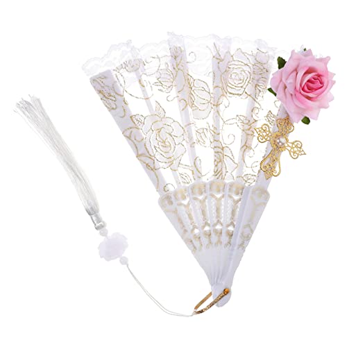 LOORGVEL Vintage Handfächer Damen Faltbarer Spitzen Fächer Eleganter Handheld Fächer für Hochzeit Tanz Bühne Cosplay Party Foto Requisiten Leicht Tragbar Europäischer Stil LOORGVEL Vintage Handfächer Damen Faltbarer Spitzen Fächer Eleganter Handheld Fächer für Hochzeit Tanz Bühne Cosplay Party Foto Requisiten Leicht Tragbar Europäischer Stil von LOORGVEL
