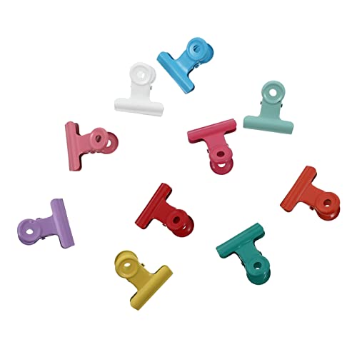 LOPUNER 10 Stück Bunte Metallverschlussclips Lebensmittelbeutelverschlüsse Wiederverwendbare Luftdichte Clips mit Löchern Aufhängen für Snacks und Aufbewahrung von LOPUNER