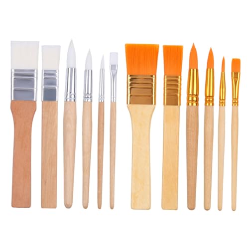 LOPUNER 12 Stück Kinderpinsel Von Paintbrush Farbe Malerei Kunst Handwerk Pinsel Erwachsene Nummer Griff Professionell Waschbar Fein Machen Für Rundpinsel Farbversorgung Täglicher von LOPUNER