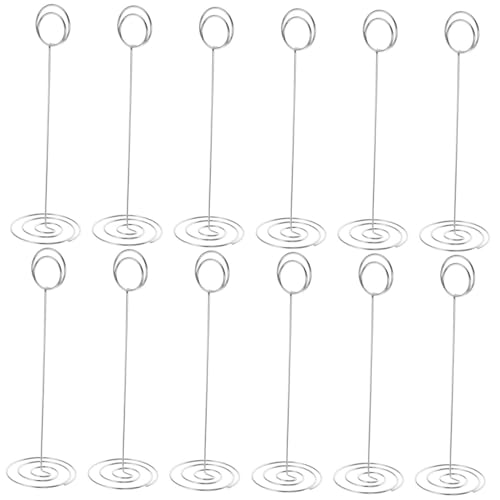LOPUNER 12 Stück Mini Tischkartenhalter aus Metall Rund mit Stabilem Sockel Robuste Fotoclips für Tischkarten Tischnummern und Notizen Silberfarbene Kreative Halter für Hochzeit und Party von LOPUNER