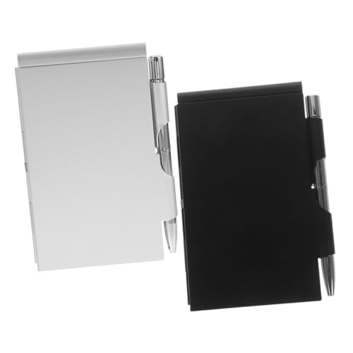 LOPUNER 2 Sätze Aluminiumlegierungs Notizbuch mit Stift Teiliges Tragbares Notizbuch mit Abreißbaren für Effizientes Notieren und Organisation im Büro von LOPUNER