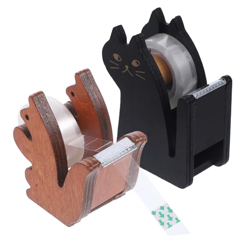 LOPUNER 2 Stück Tierform Klebebandspender aus Holz Lustiger Tierhalter für Schreibtisch Praktischer und Eleganter Abroller für Klebeband für Büro und Bastelarbeiten von LOPUNER