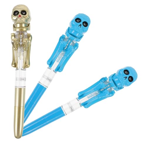 LOPUNER 3 Stück Gruseliger Halloween Kugelschreiber mit Leuchtender Spitze Cartoon Kürbis und Totenkopf Design Kreative Schreibstifte für Schüler Party Dekoration Zufällige von LOPUNER