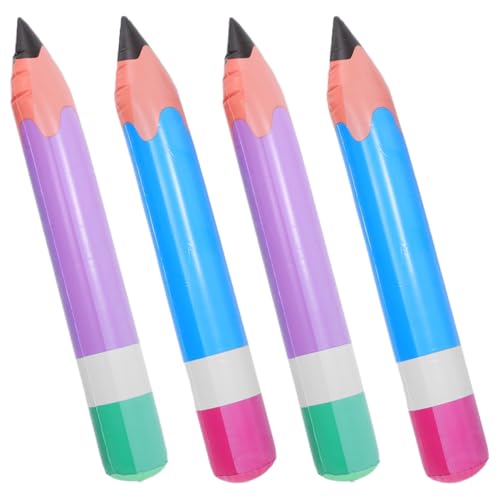 LOPUNER 4 Stück Aufblasbare Bleistift Deko PVC Geburtstag Party Riesige Bleistift Luftballons für Schulanfang Deko Leicht Wiederverwendbar Bunte Party Accessoires von LOPUNER