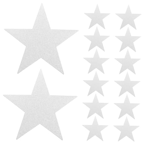 LOPUNER 48 Stück Teiliges Silberne Papier Sternauschnitte Handgeschnitten mit Glitter Finish Präzise Bastelsterne für Klassenzimmer Dekoration Pinnwand Diy Projekte und Kreative von LOPUNER