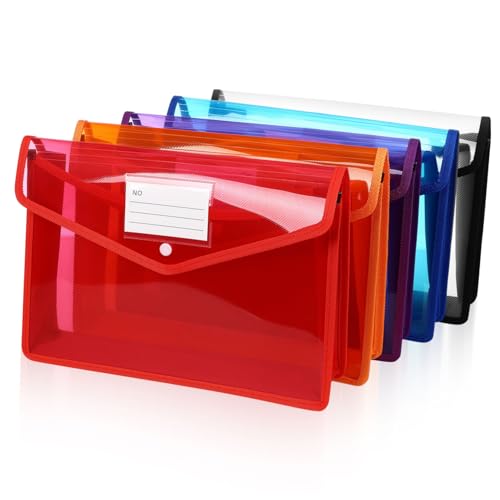 LOPUNER 5 Stück Ordner mit Druckknopfverschluss Bunte Kunststofftaschen für Dokumentenlagerung mit Etikettentasche für Büro und Zuhause LOPUNER 5 Stück Ordner mit Druckknopfverschluss Bunte Kunststofftaschen für Dokumentenlagerung mit Etikettentasche für Büro und Zuhause von LOPUNER