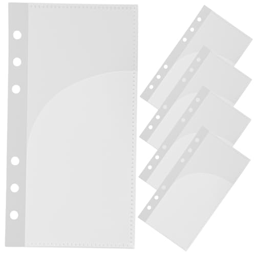 LOPUNER 5 Stück Teiliges Transparente Binder Taschen aus Langlebigem PP Wiederverwendbare Doppellagige Budget Einlagen mit Löchern Praktische Lose Einheft Taschen für Organizer und von LOPUNER