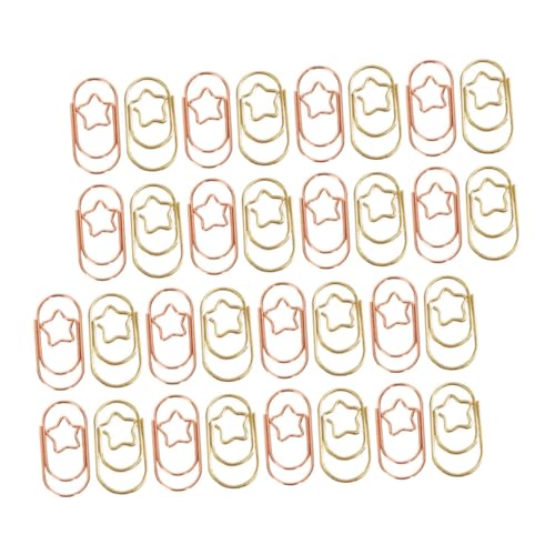 LOPUNER 50Stücke Süße Büroklammern Zackiger Stern Stil Dekorative Clips aus Robustem Metall für Büro Schule Lesezeichen Gold und Roségold von LOPUNER