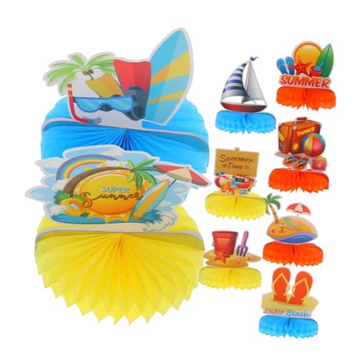 LOPUNER 9stücke Hawaiian Party Dekoration Teiliges Aus Bunten Papier-honigwaben Für Tropische Tischmittelstücke Und Festliche Anlässe Für Luau-feiern Und Sommerfeste von LOPUNER