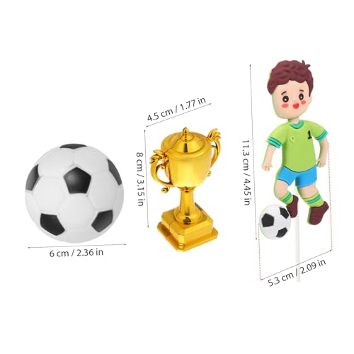 LOPUNER Fußball Geburtstag Kuchen Dekoration mit Fußball Soft-fußballfigur und Kunststoff-pokal Wiederverwendbar Passend für Verschiedene Kuchen von LOPUNER