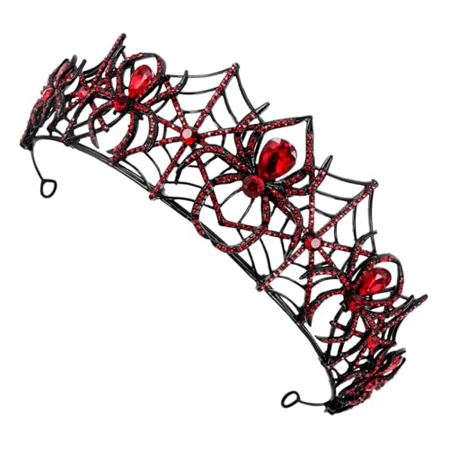 LOPUNER Gothic Schwarze Spinnenkrone mit Strass für Halloween Vintage Brautkrone und Kostümzubehör für Frauen und Männer für Partys und Besondere Anlässe von LOPUNER