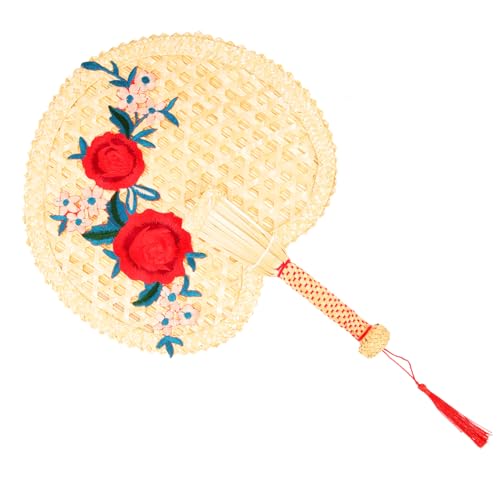 LOPUNER Handgefertigter Strickfächer Naturfächer Handventilator Getrocknete Gewebte Fächer Mit Griff Bambusfächer Für Sommerpartys Und Wanddekoration von LOPUNER