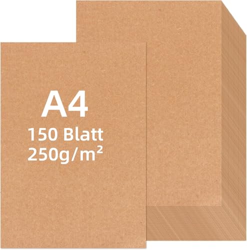 LOPYXBR 150 Blatt Kraftpapier A4, 250g Kraftpapier Karten, 210 x 297 mm Tonpapier Braun für Einladungen, Speisekarten, Bastelarbeiten, DIY Karten LOPYXBR 150 Blatt Kraftpapier A4, 250g Kraftpapier Karten, 210 x 297 mm Tonpapier Braun für Einladungen, Speisekarten, Bastelarbeiten, DIY Karten von LOPYXBR