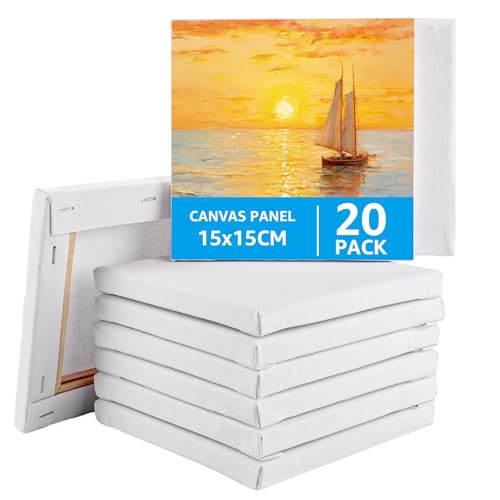 LOPYXBR 20 Stück Leinwand zum Bemalen, Kleine Leinwand 15x15cm, Mini Leinwand, Keilrahmen Leinwand für Öl-, Acryl, Temperafarben, Gouache Malerei LOPYXBR 20 Stück Leinwand zum Bemalen, Kleine Leinwand 15x15cm, Mini Leinwand, Keilrahmen Leinwand für Öl-, Acryl, Temperafarben, Gouache Malerei von LOPYXBR