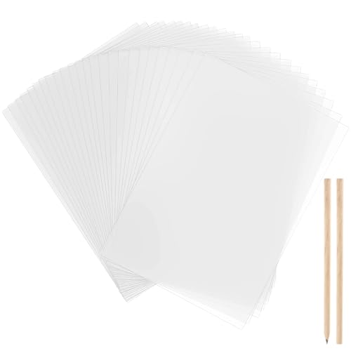 LOPYXBR 200 Blatt Transparentpapier, 53g DIN A4 210x300 mm Transparentpapier Weiß, Pauspapier A4, Transparentes Bastelpapier, Pauspapier für Skizzieren, Zeichnen, Verpacken (mit 2 Bleistift) von LOPYXBR
