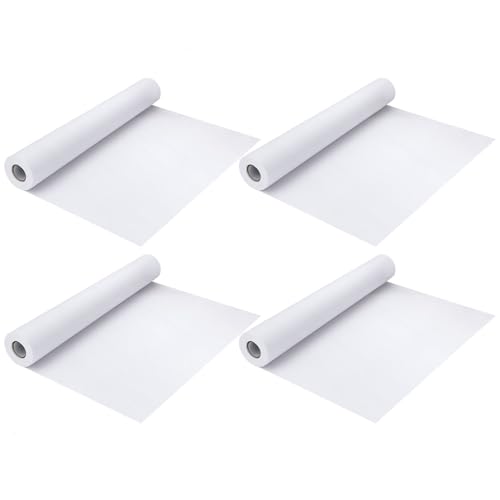 LOPYXBR 4 Stück Zeichenpapier Rolle 44cm x 15m Papierrolle Weiß Malpapier Rolle Skizzenrolle Malrolle für Staffeleipapier Wandkunst DIY Skizzieren Zeichnen Geschenkpapier von LOPYXBR