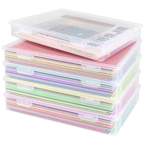 LOPYXBR 5 Stück Tragbare Archivbox A4, Transparente dokumentenbox aus Kunststoff, Stapelbare Multifunktionale Bürobedarf Aufbewahrungsbox für Dokumenten, Briefen, Sammelalben, Büroakten von LOPYXBR