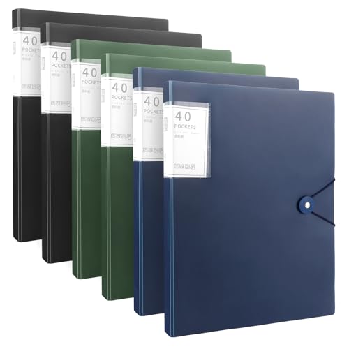 LOPYXBR 6 Stück Sichtbuch A4 mit Klarsichthüllen, 40 Taschen Mappe mit Klarsichthüllen, Präsentationsmappe A4 Sichtbuch für Präsentationen, Schule, Büro (3 Farben) von LOPYXBR