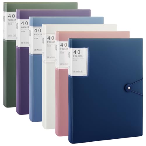 LOPYXBR 6 Stück Sichtbuch A4 mit Klarsichthüllen, 40 Taschen Mappe mit Klarsichthüllen, Präsentationsmappe A4 Sichtbuch für Präsentationen, Schule, Büro (6 Farben) von LOPYXBR