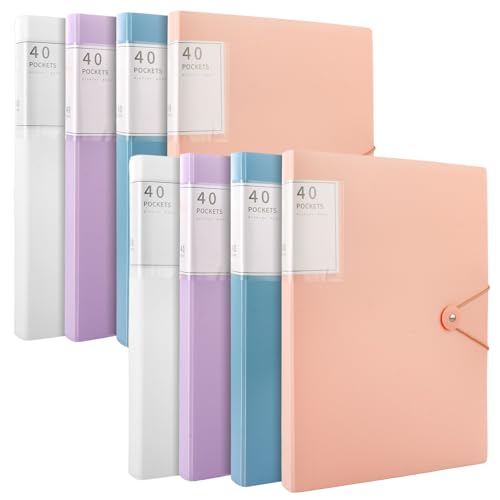 LOPYXBR 8 Stück Sichtbuch A4 mit Klarsichthüllen, 40 Taschen Mappe mit Klarsichthüllen, Präsentationsmappe A4 Sichtbuch für Präsentationen, Schule, Büro (4 Farben) von LOPYXBR