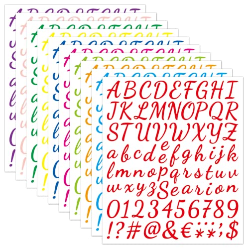 1008 Stück 12 Blätter Selbstklebende Buchstaben Aufkleber Vinyl Klebebuchstaben Wetterfest Alphabet Aufkleber Selbstklebende Buchstaben Nummern Aufkleber für DIY Scrapbook Grußkarte, 12 Farben von LOREC